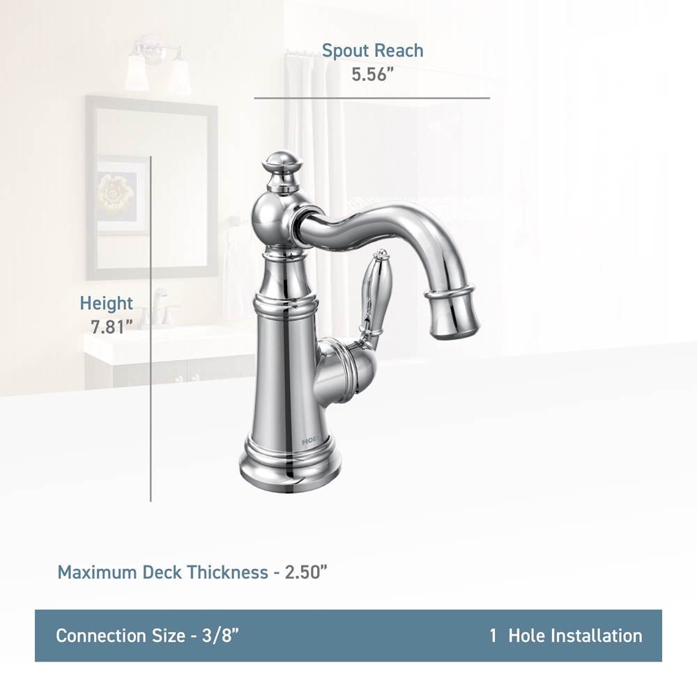 Weymouth One-Handle Single Hole Traditional Bathroom Sink Faucet with Drain Assembly, Chrome