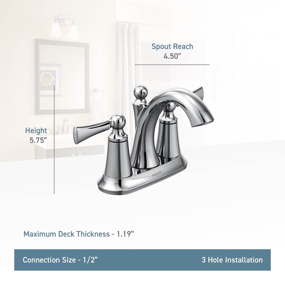 Chrome Two-Handle Bathroom Faucet, 5.50 x 8.13 x 10.13 inches