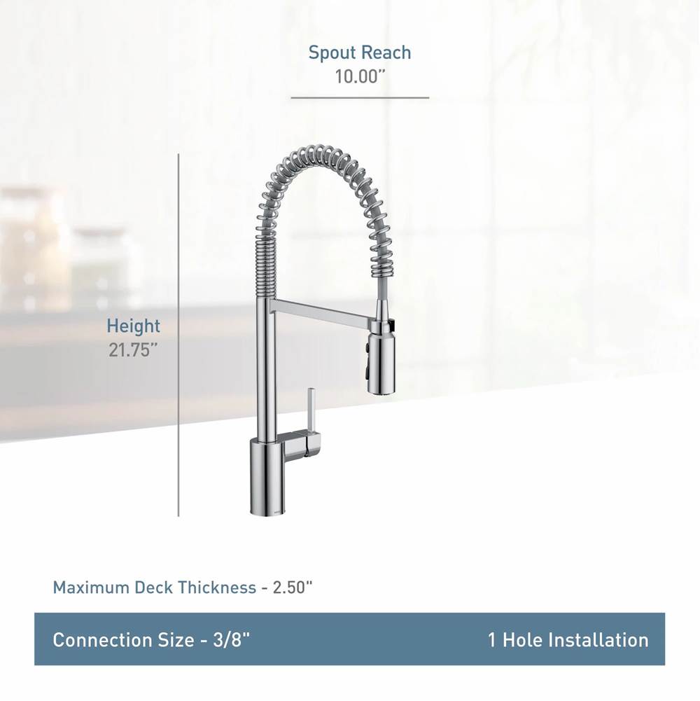 Align One Handle Pre-Rinse Spring Pulldown Kitchen Faucet with Power Boost, Chrome