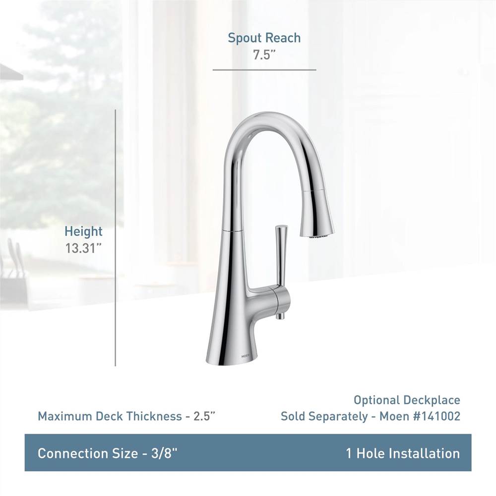 Kurv Polished Nickel One-Handle High Arc Bar Faucet