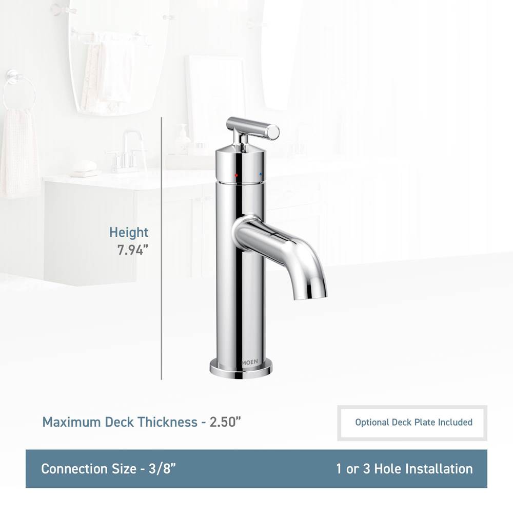 Gibson One-Handle Single Hole Modern Bathroom Sink Faucet with Optional Deckplate, Chrome