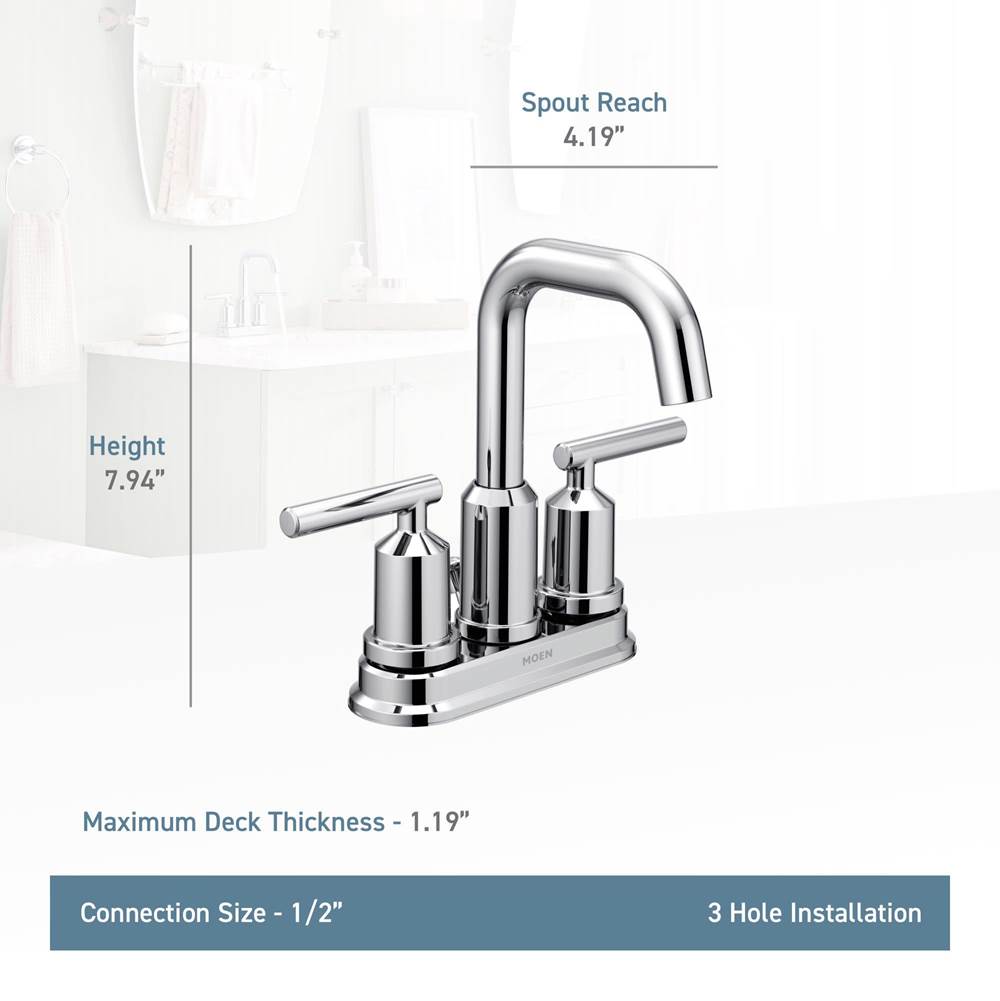 Gibson Two-Handle Centerset High Arc Modern Bathroom Faucet with Drain Assembly, Chrome