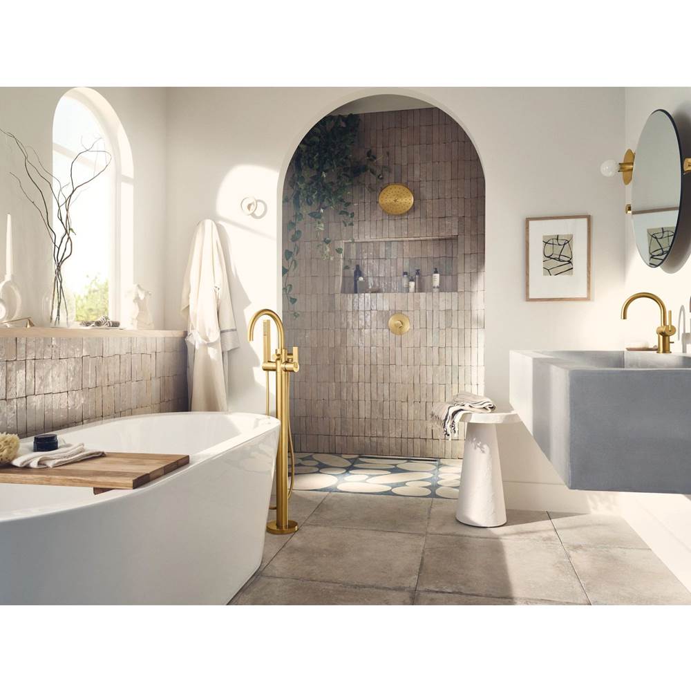 Cia One Handle Freestanding Floor Mount Tub Filler with Handshower in Chrome