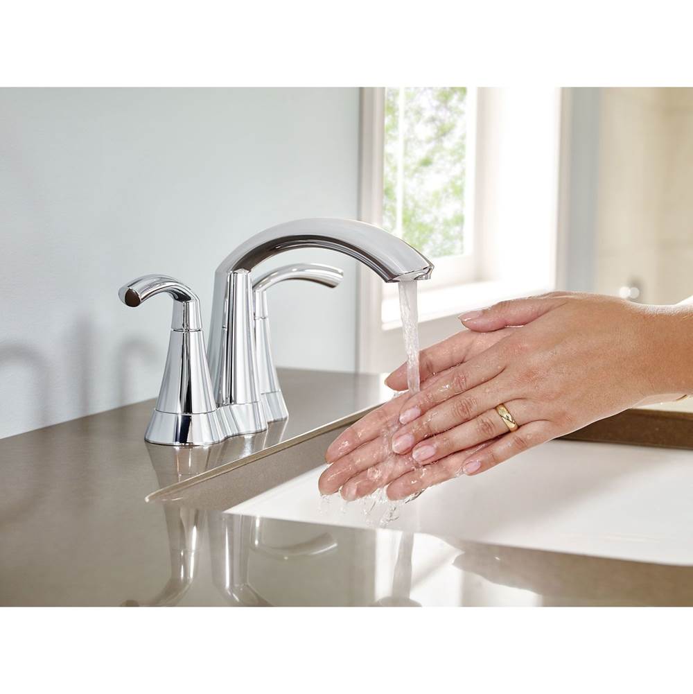 Glyde Two-Handle High Arc Centerset Bathroom Faucet, Chrome