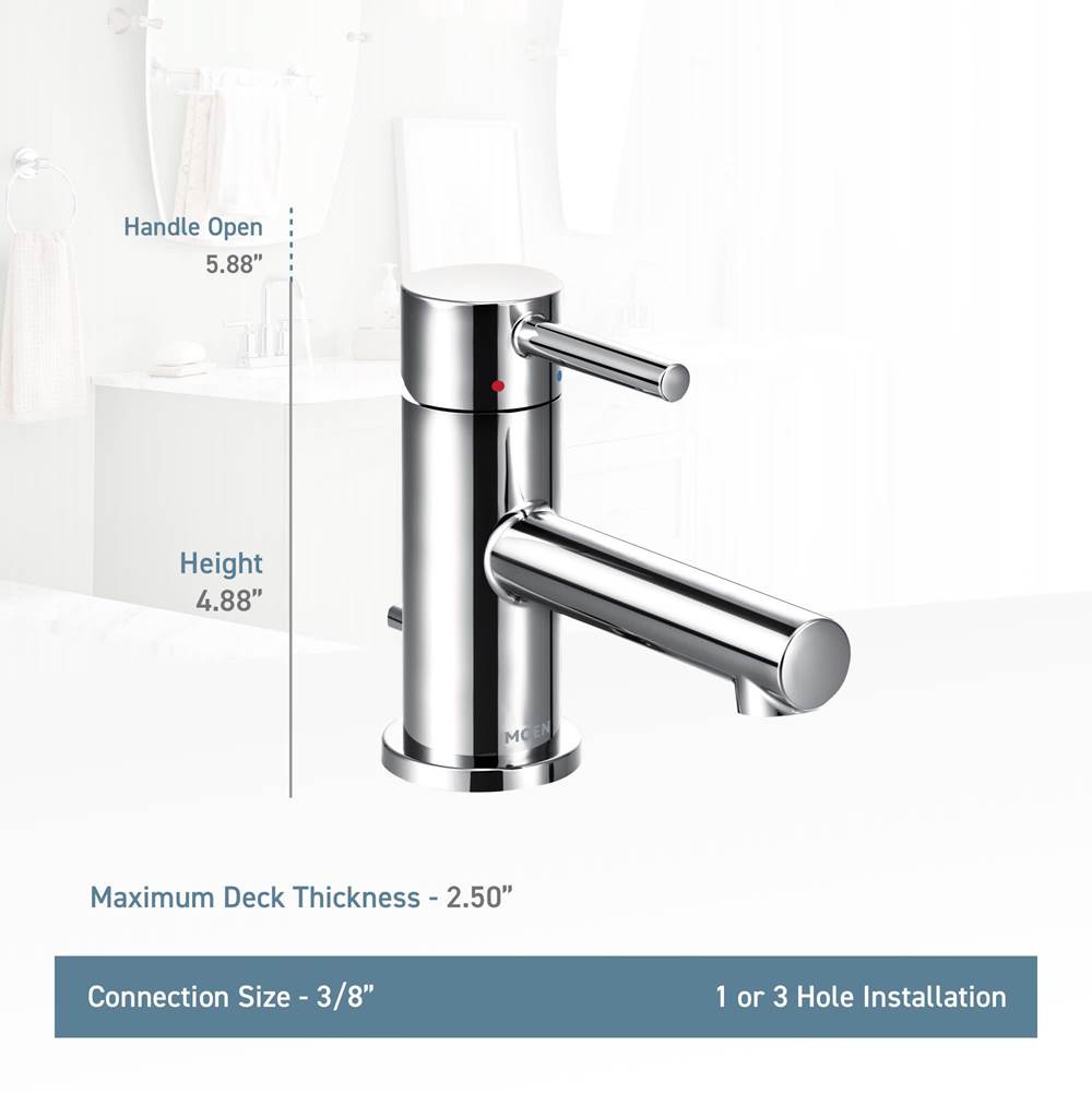 Align One-Handle Single Hole Low Profile Modern Bathroom Faucet with Drain Assembly, Chrome