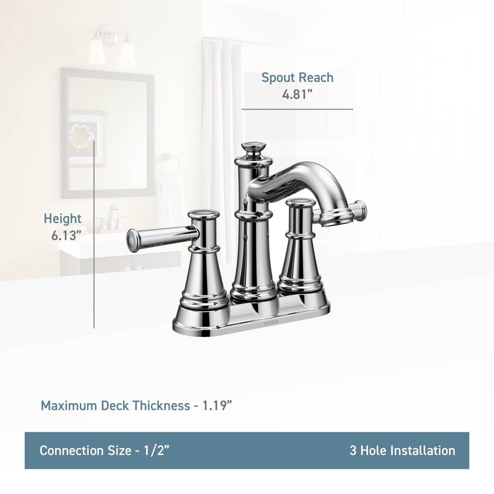 Belfield Two-Handle Centerset Bathroom Faucet, Chrome