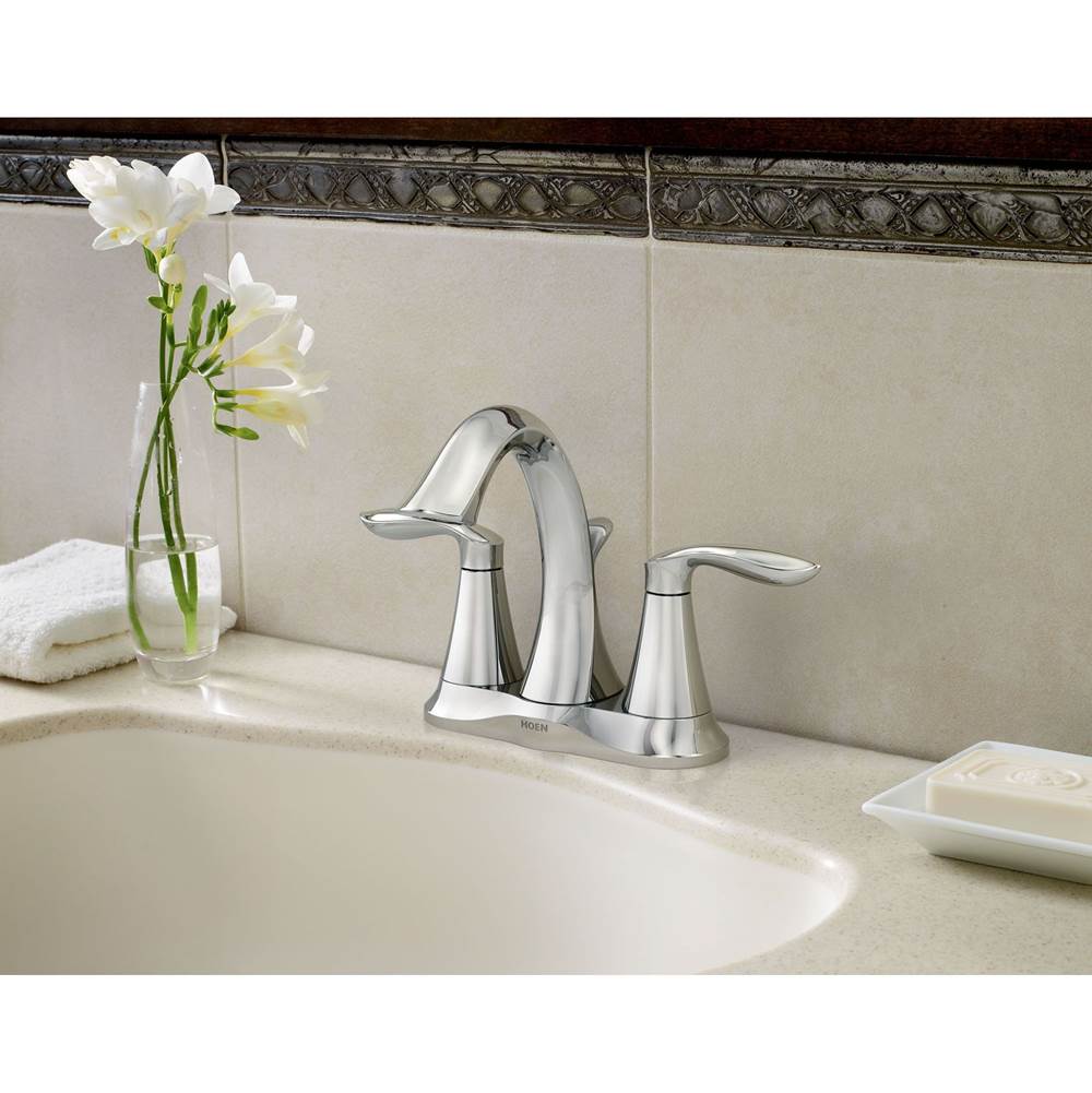 Eva Two-Handle Centerset Bathroom Sink Faucet with Drain Assembly, Chrome