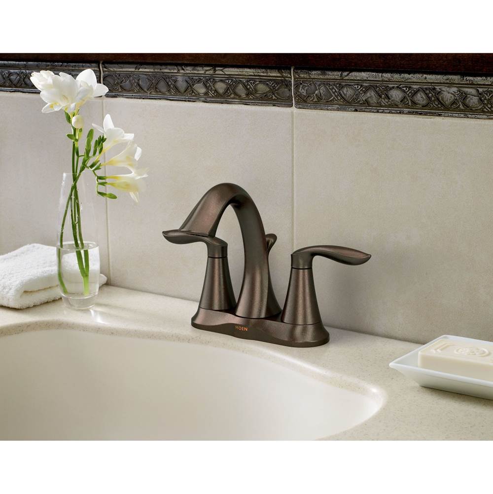 Eva Two-Handle Centerset Bathroom Sink Faucet with Drain Assembly, Chrome