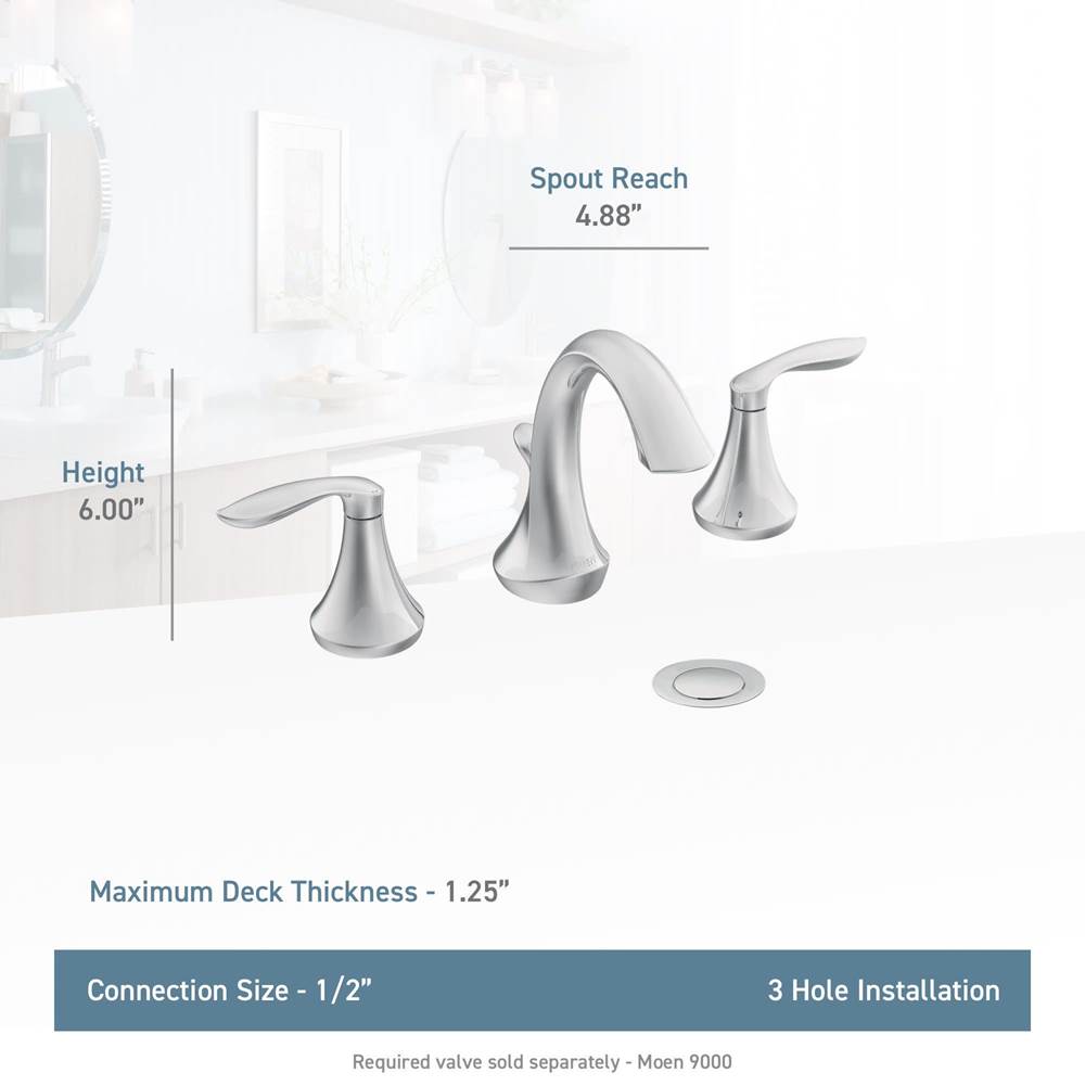 Eva 8 in. Widespread 2-Handle High-Arc Bathroom Faucet Trim Kit in Chrome (Valve Sold Separately)