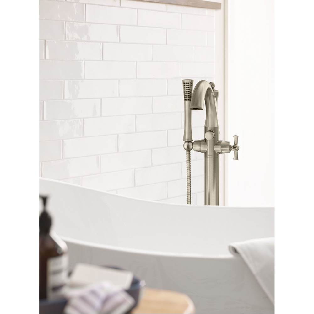 Wynford One-Handle Freestanding Floor Mount Tub Filler with Handshower, Includes Interchangeable Handle, Chrome