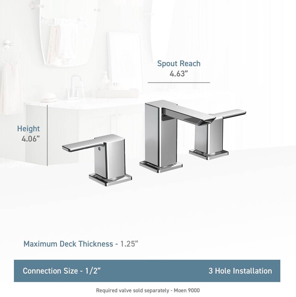 90 Degree 8 in. Widespread 2-Handle Mid-Arc Bathroom Faucet Trim Kit in Chrome (Valve Sold Separately)