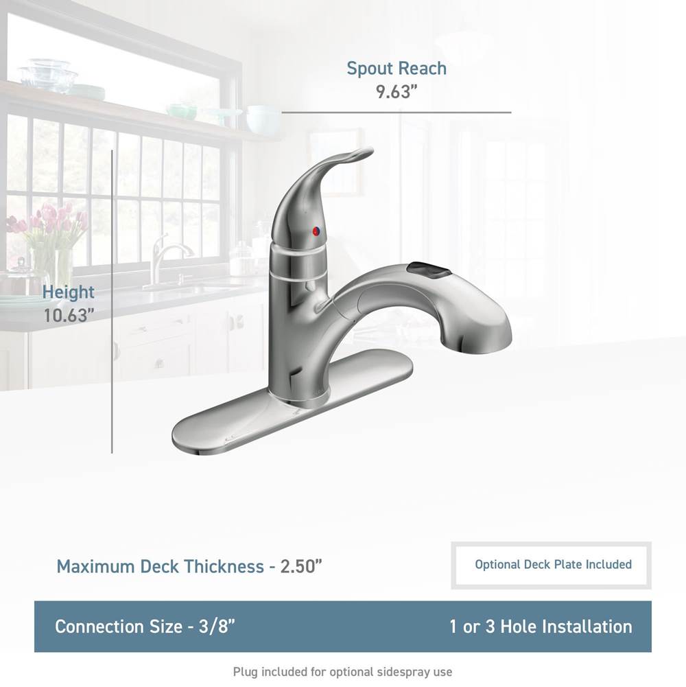 Integra One-Handle Pullout Kitchen or Laundry Faucet Featuring Power Clean, Chrome