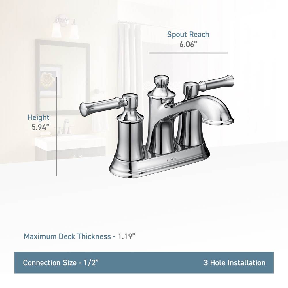 Dartmoor Two-Handle Low arc Bathroom Faucet, Chrome
