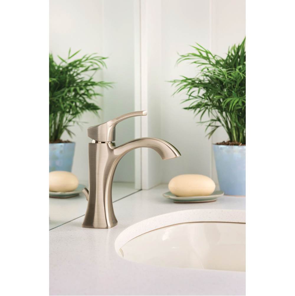 Voss One-Handle Single Hole Bathroom Sink Faucet with Optional Deckplate, Chrome
