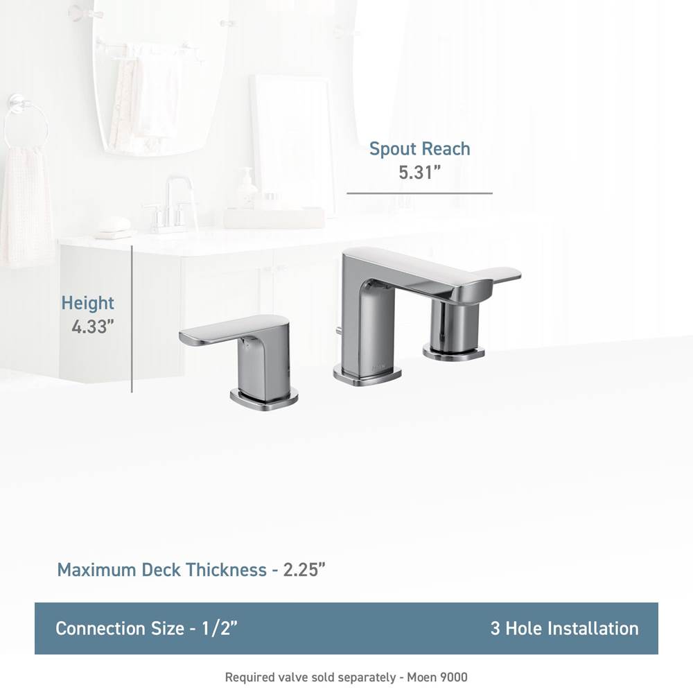 Rizon Two-Handle Widespread Bathroom Faucet, Valve Required, Chrome