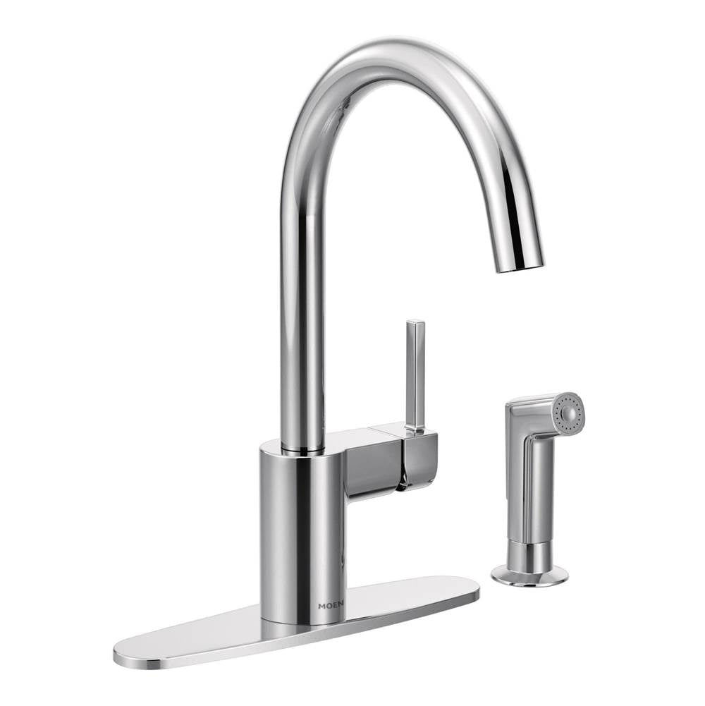 Align One-Handle High-Arc Modern Kitchen Faucet with Side Spray, Chrome
