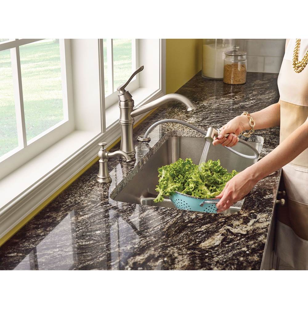 Belfield Traditional One Handle High Arc Kitchen Faucet with Side Spray and Optional Deckplate Included, Chrome