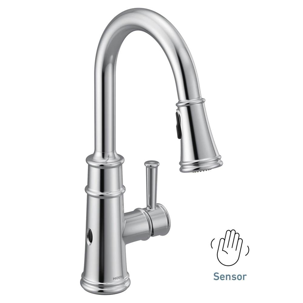 Belfield Smart Faucet Touchless Pull Down Sprayer Kitchen Faucet with Voice Control and Power Boost, Chrome