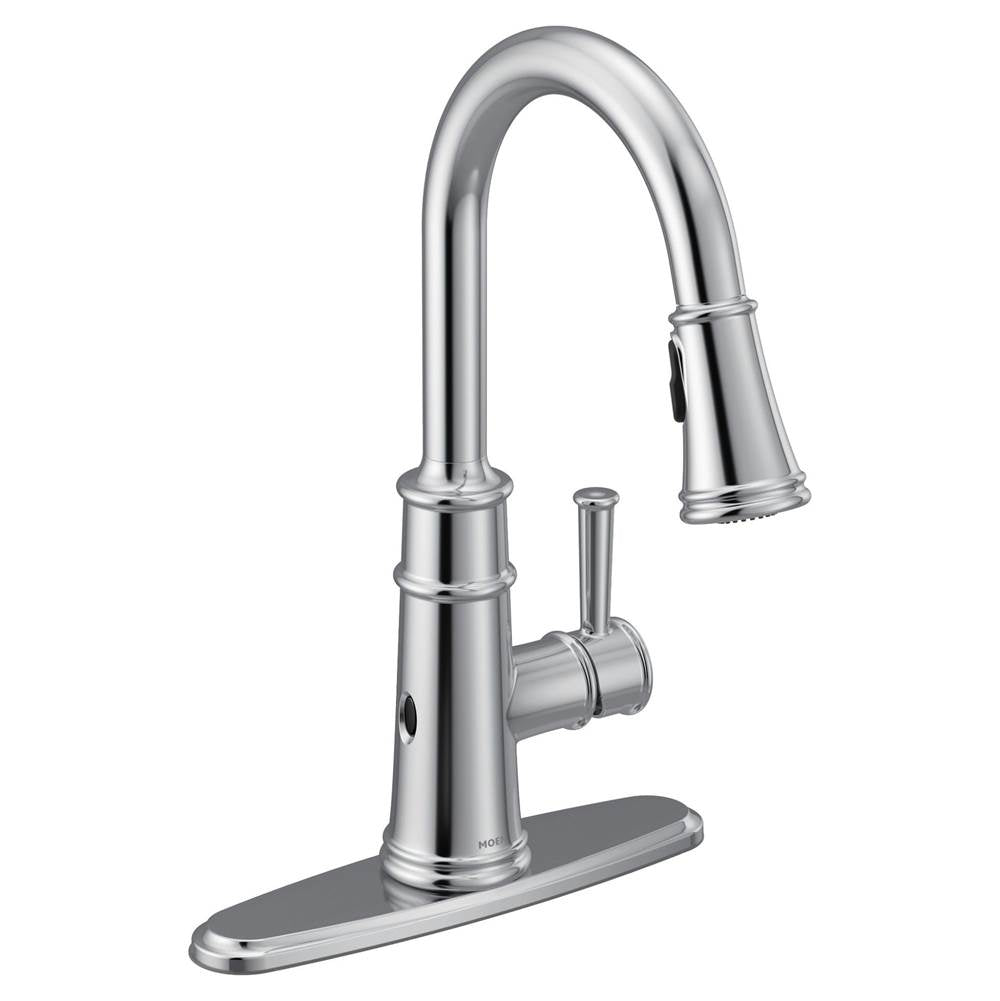 Belfield Smart Faucet Touchless Pull Down Sprayer Kitchen Faucet with Voice Control and Power Boost, Chrome