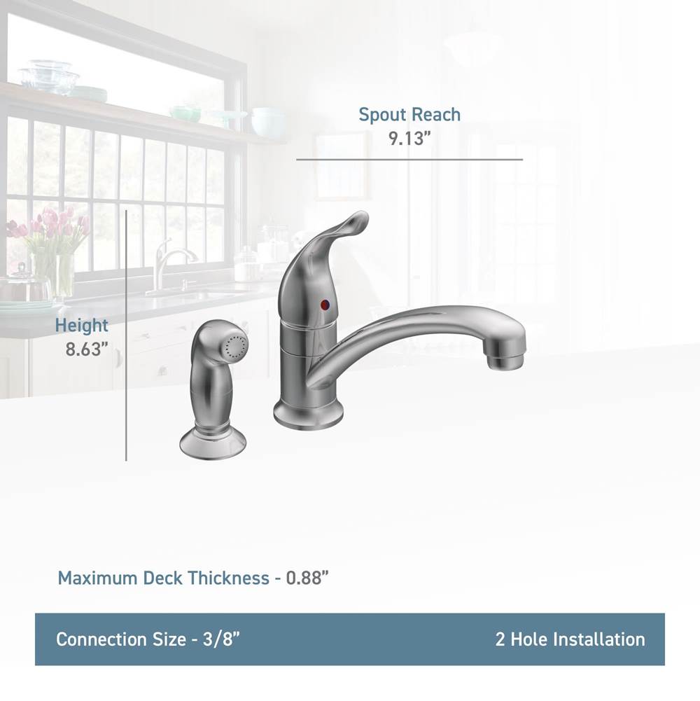 Chateau One-Handle Low Arc Kitchen Faucet, Chrome