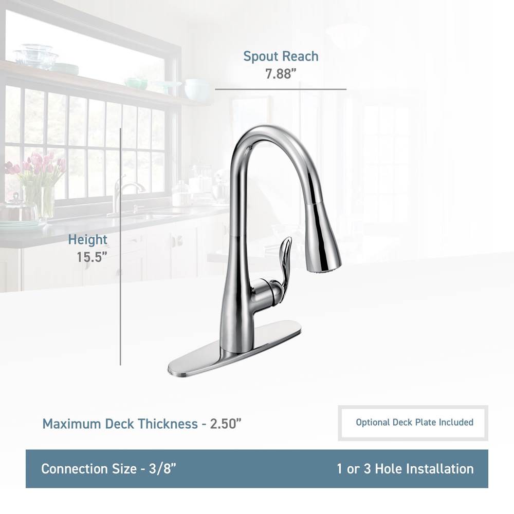 Arbor One-Handle Pulldown Kitchen Faucet Featuring Power Boost and Reflex, Matte Black
