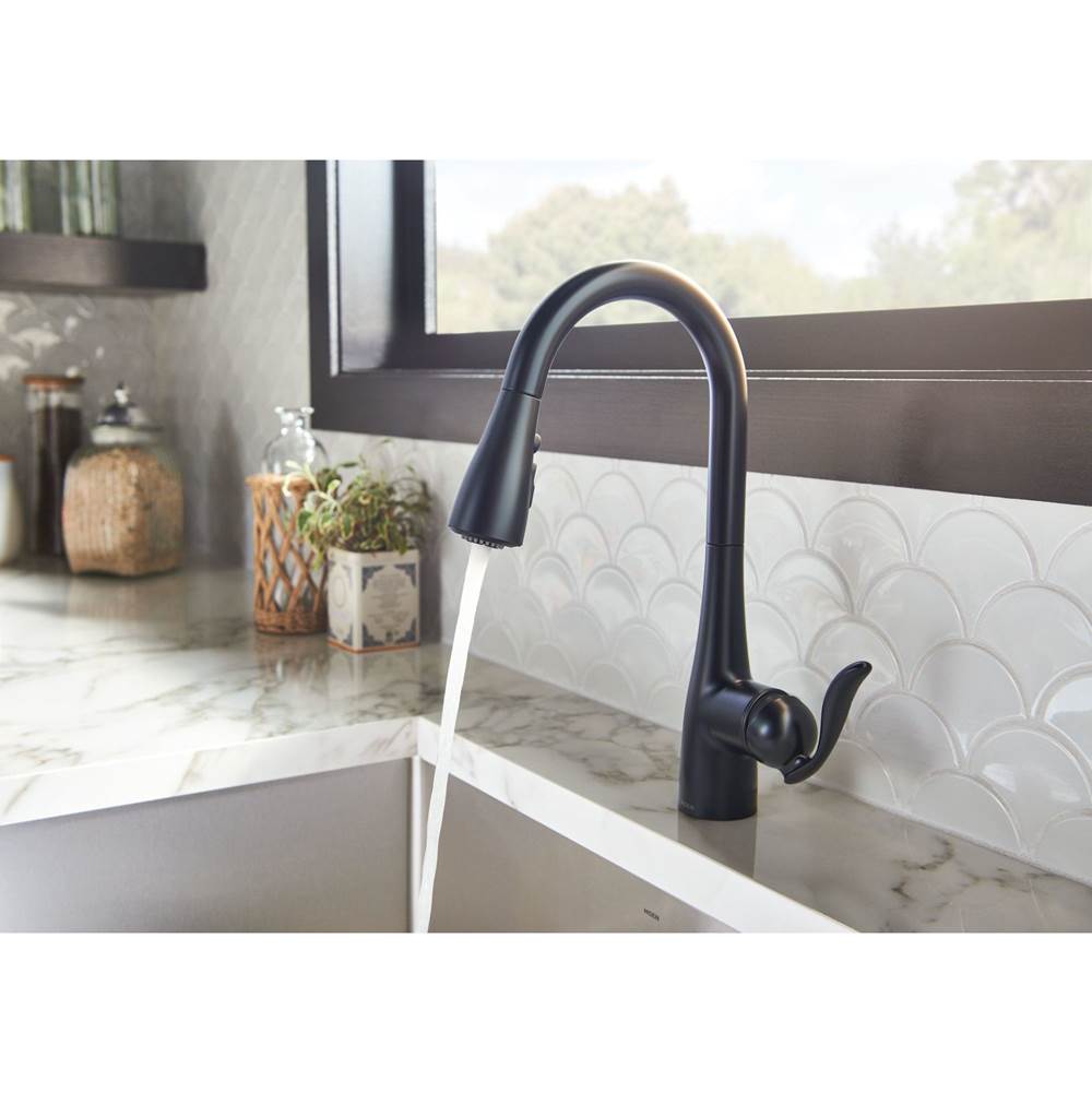 Arbor One-Handle Pulldown Kitchen Faucet Featuring Power Boost and Reflex, Matte Black