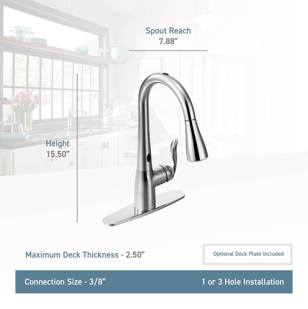 Arbor Motionsense Two-Sensor Touchless One-Handle Pulldown Kitchen Faucet Featuring Power Clean, Spot Resist Stainless