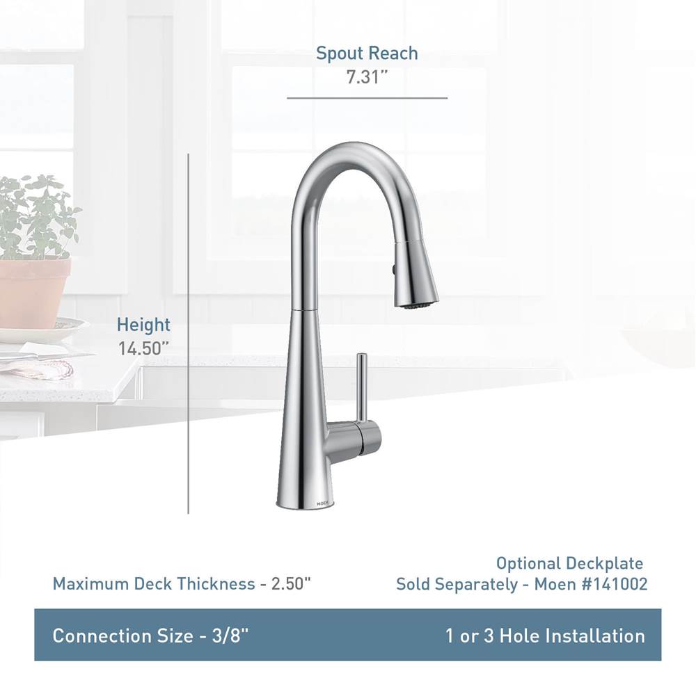 Sleek Single-Handle Pull-Down Sprayer Bar Faucet Featuring Reflex and Power Clean in Chrome