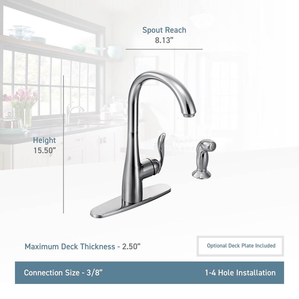 Arbor One-Handle High Arc Kitchen Faucet with Side Spray, Spot Resistant Stainless