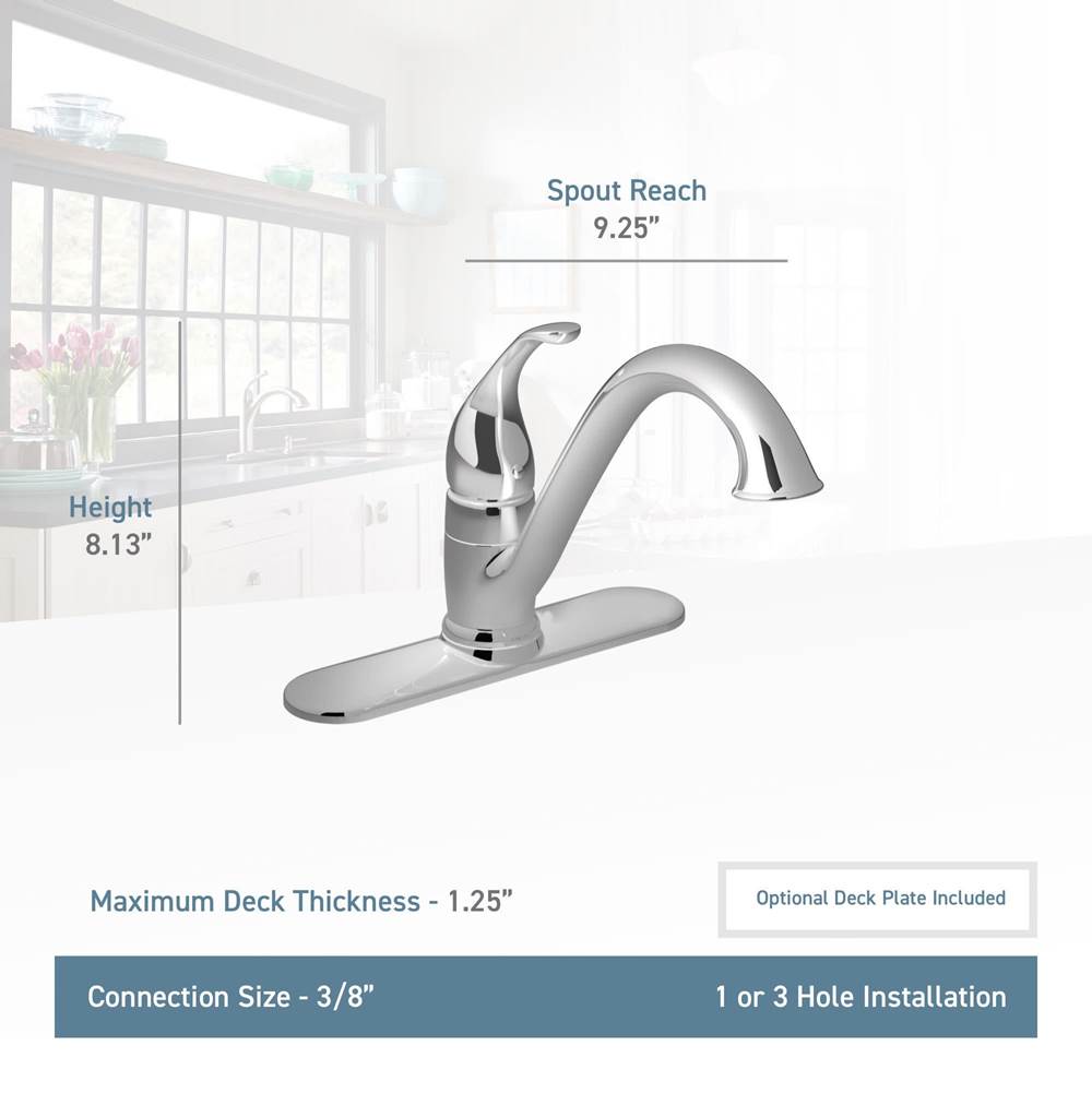 Camerist One-Handle Low Arc Kitchen Faucet, Chrome