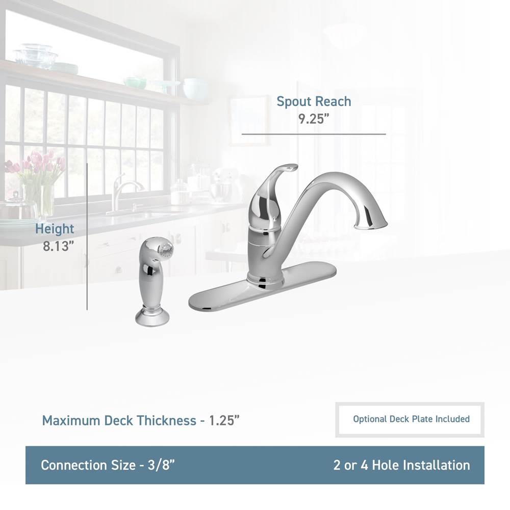 Camerist One-Handle Low Arc Kitchen Faucet, Chrome