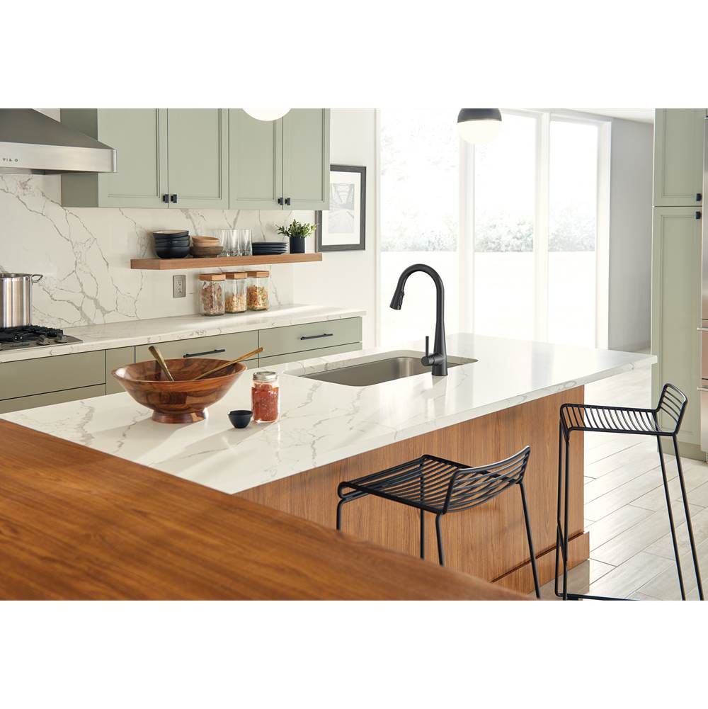 Sleek Smart Faucet Touchless Pull Down Sprayer Kitchen Faucet with Voice Control and Power Boost, Brushed Gold