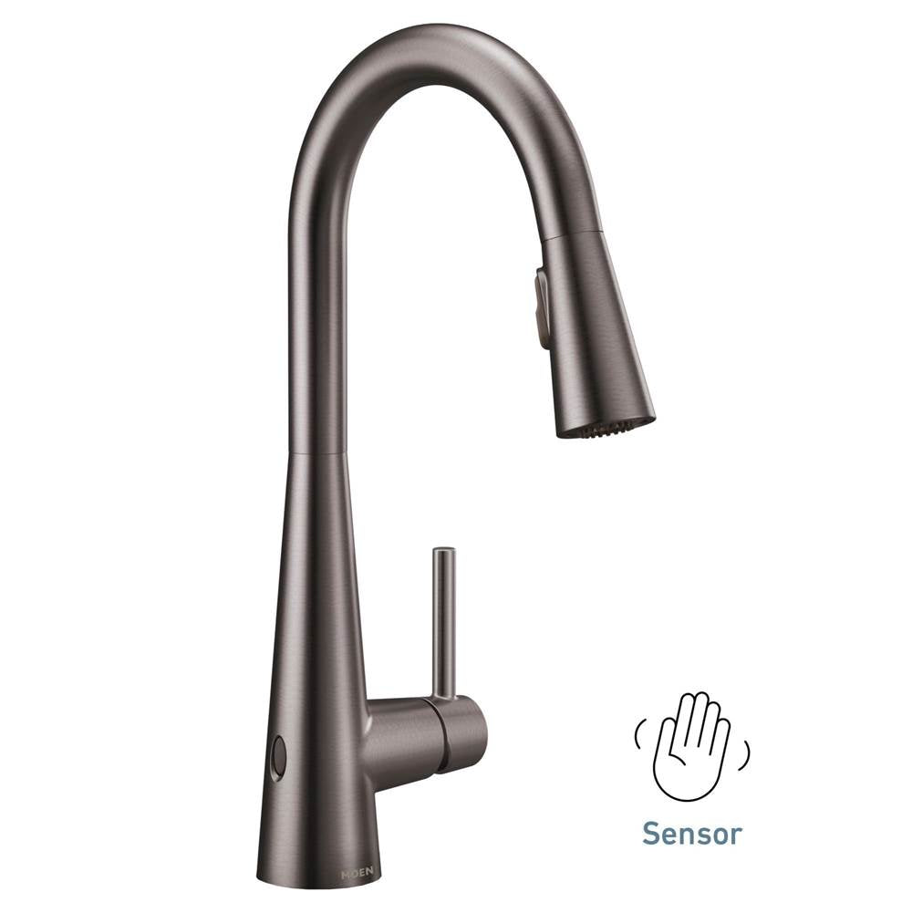 Sleek Motionsense Wave Sensor Touchless One-Handle High Arc Pulldown Modern Kitchen Faucet Featuring Power Clean, Brushed Gold