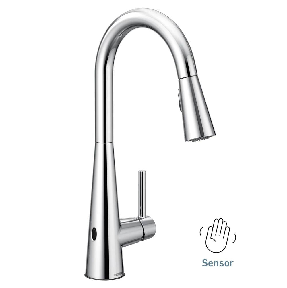 Sleek Motionsense Wave Sensor Touchless One-Handle High Arc Pulldown Modern Kitchen Faucet Featuring Power Clean, Brushed Gold