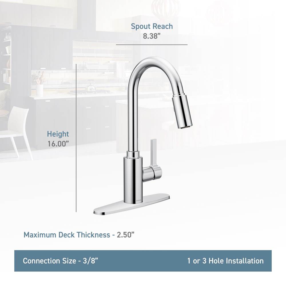 Genta LX Single-Handle Pull-Down Sprayer Modern Kitchen Faucet with Reflex and Power Boost Chrome