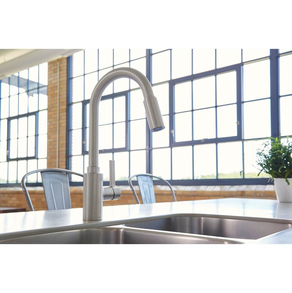 Genta LX Single-Handle Pull-Down Sprayer Modern Kitchen Faucet with Reflex and Power Boost Chrome