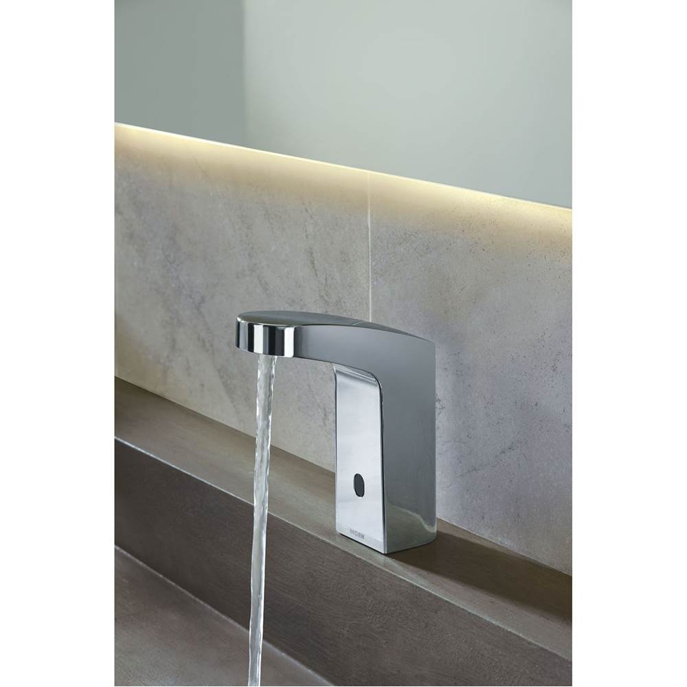 Chrome hands free sensor-operated lavatory faucet