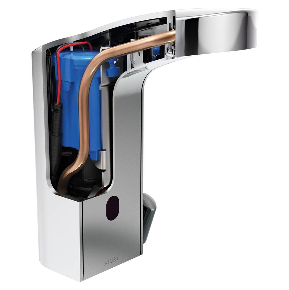Chrome one-handle sensor-operated lavatory faucet