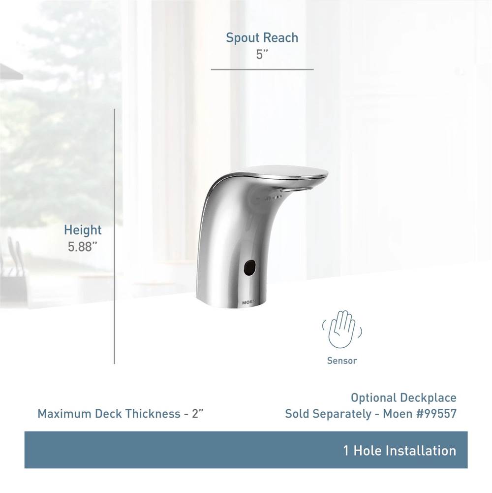 Chrome hands free sensor-operated lavatory faucet