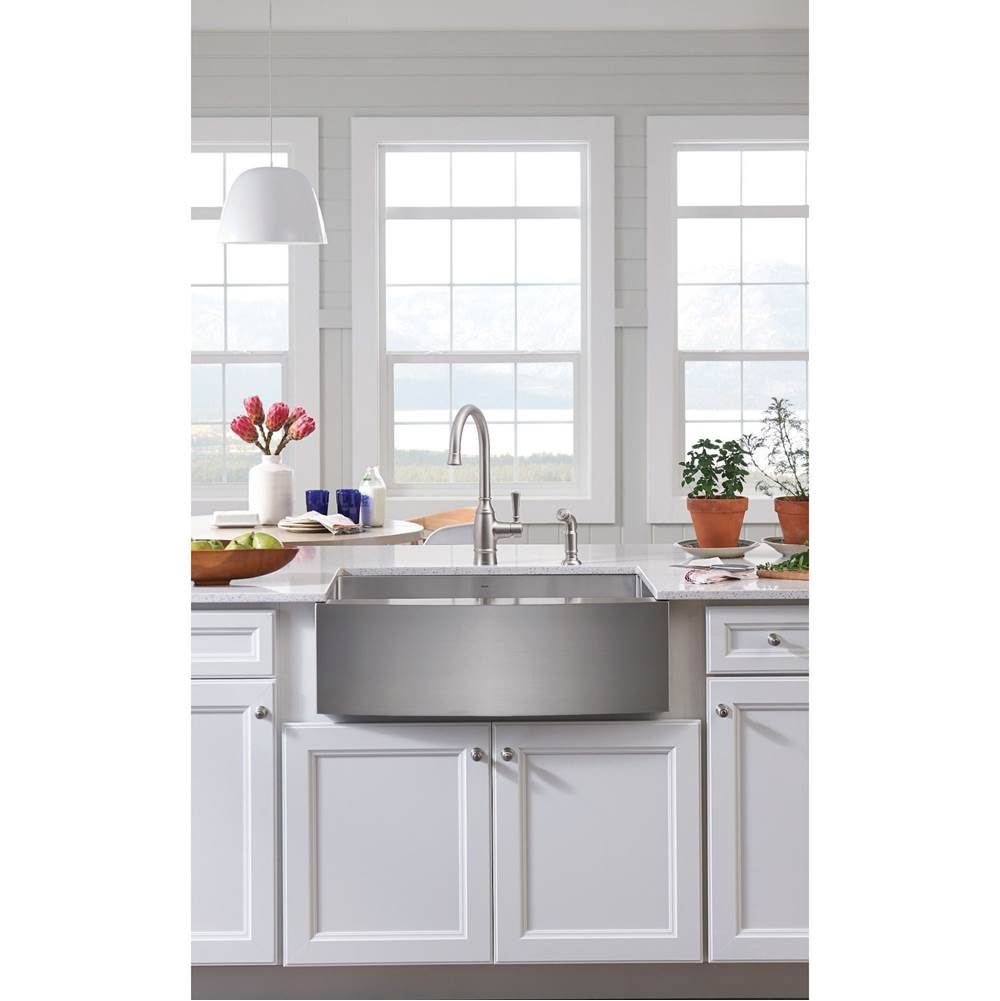 1800 Series 30-Inch X 21-Inch Stainless Steel 18 Gauge Single Bowl Farmhouse Kitchen Sink