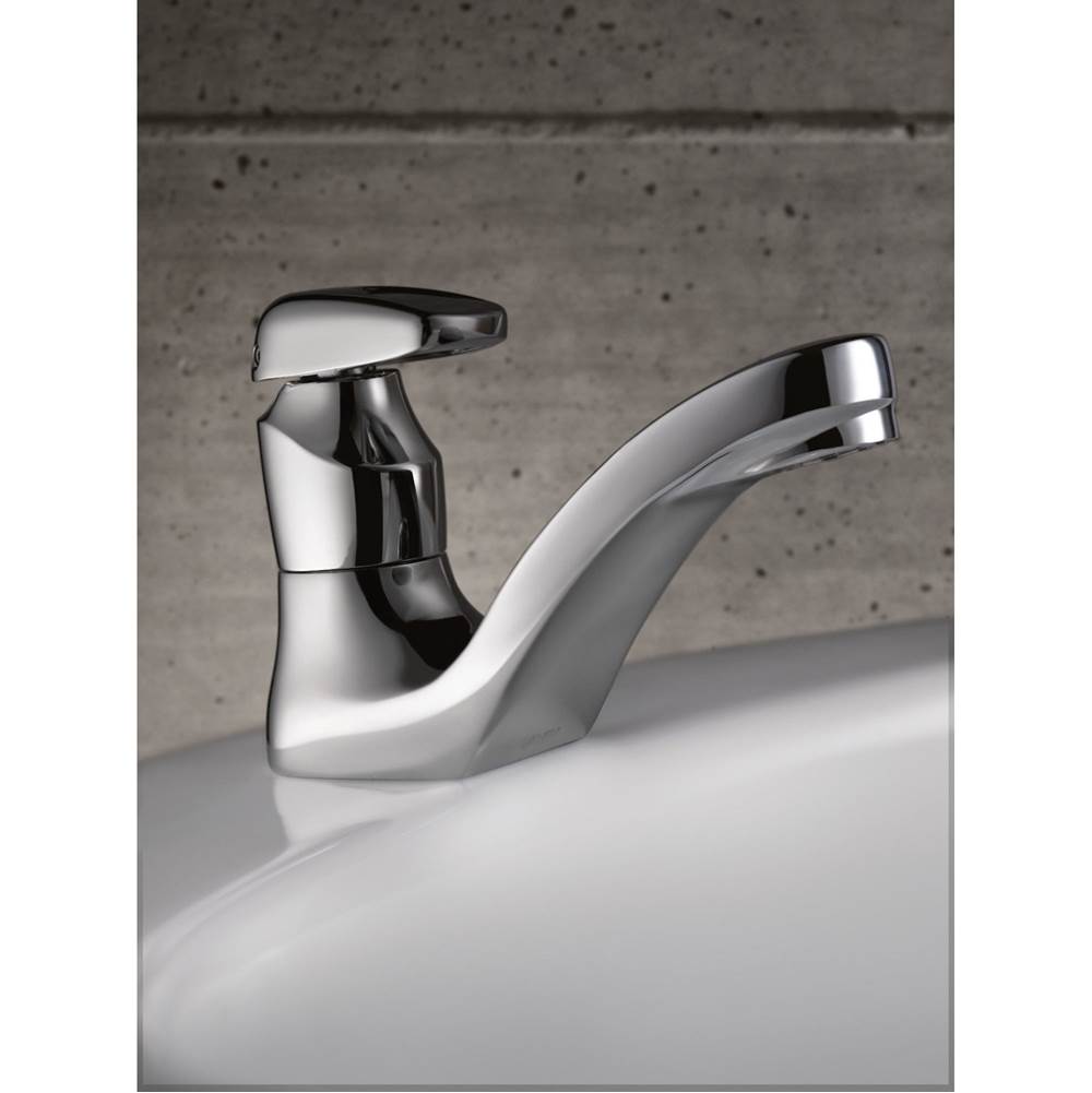 Chrome one-handle metering lavatory faucet