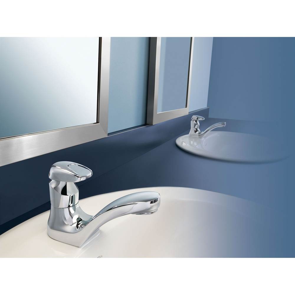Chrome one-handle metering lavatory faucet