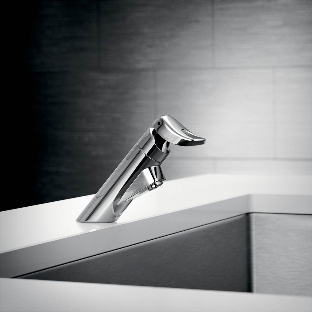 Chrome one-handle metering lavatory faucet