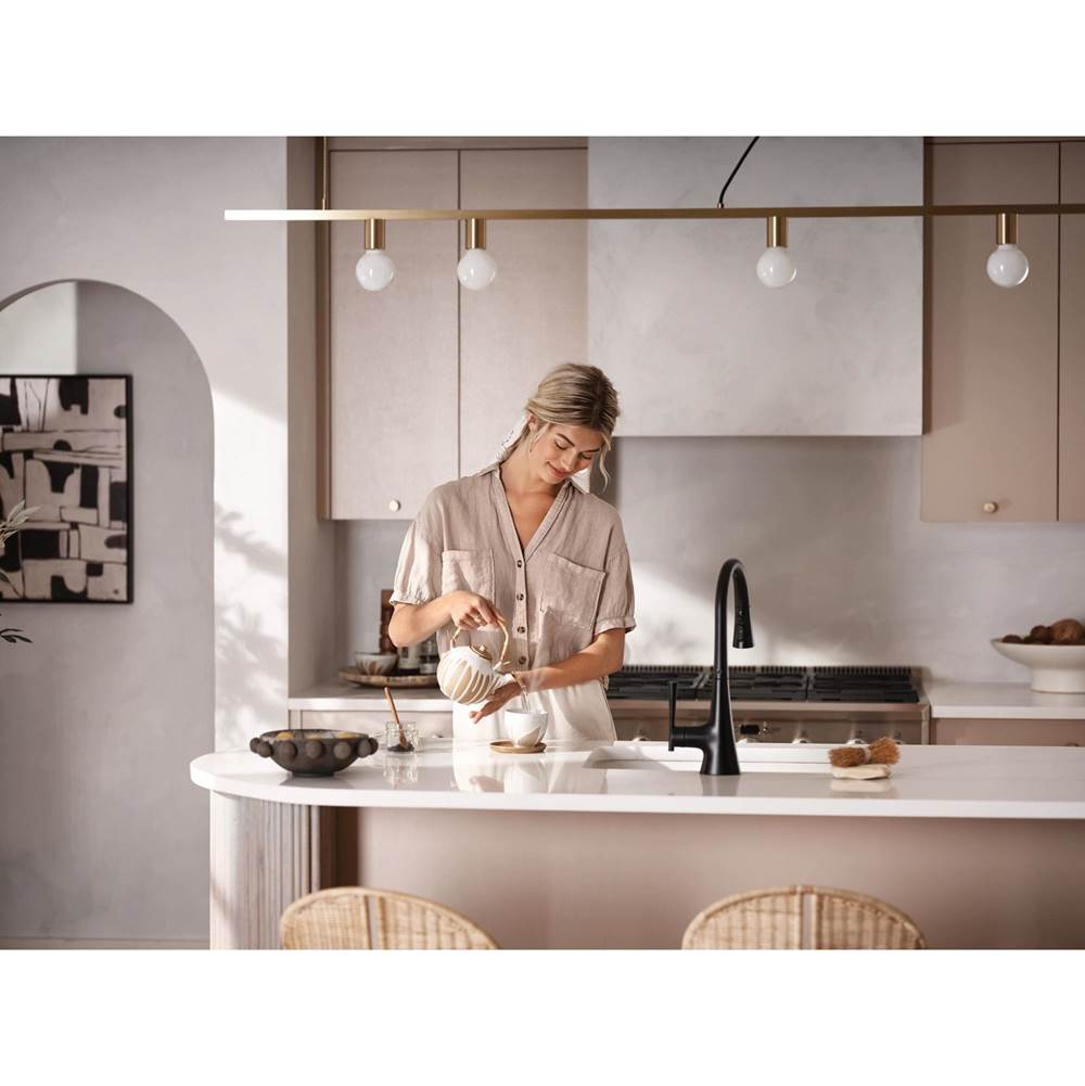 Kurv Smart Faucet Touchless Pull Down Sprayer Kitchen Faucet with Voice Control and Power Boost, Matte Black