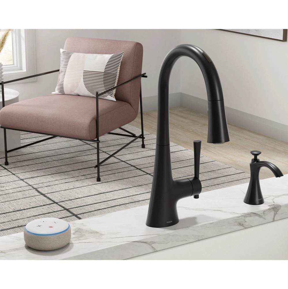 Transitional Deck Mounted Kitchen Soap Dispenser with Above the Sink Refillable Bottle, Brushed Gold