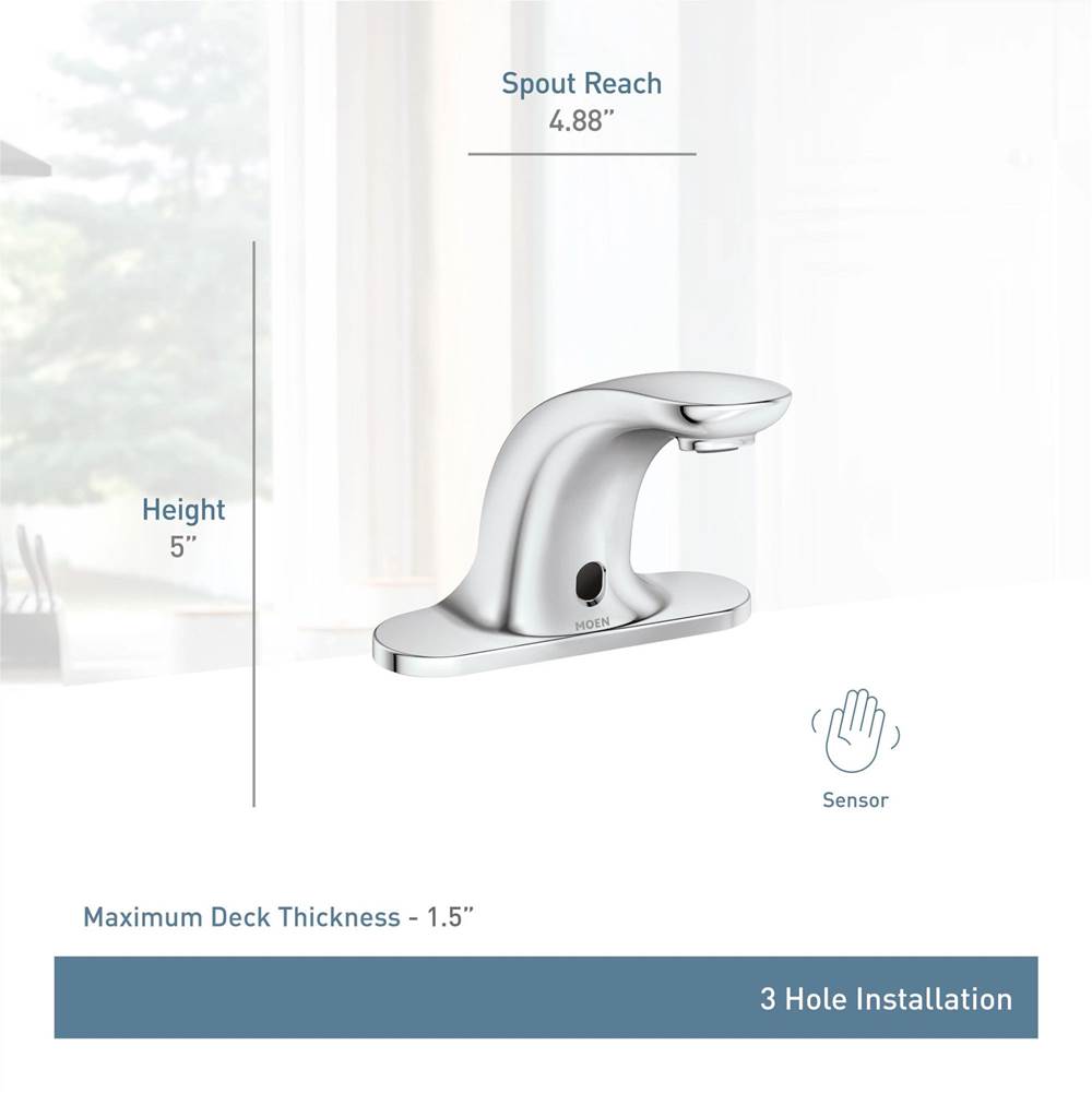 Chrome sensor-operated lavatory faucet