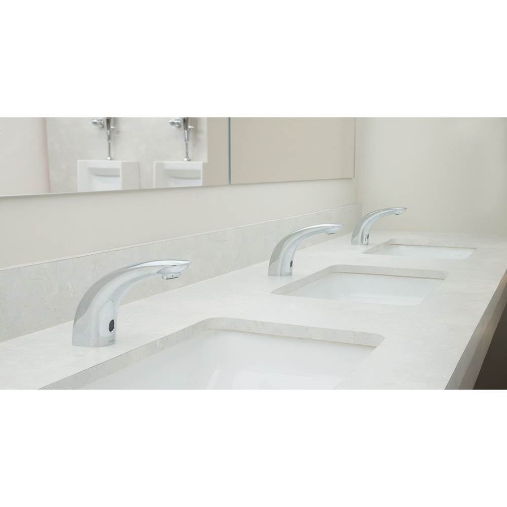 Chrome sensor-operated lavatory faucet