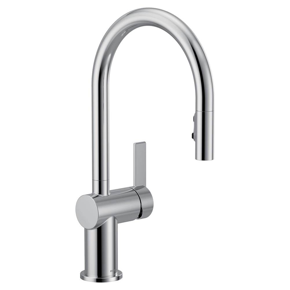 Moen - Cia Pulldown Kitchen Faucet with Power Boost with Optional Matte Black Accents in Chrome - Chrome