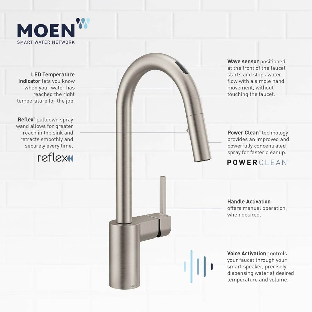 Align Smart Faucet Touchless Pull Down Sprayer Kitchen Faucet with Voice Control and Power Boost, Brushed Gold