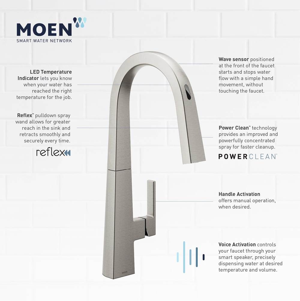 Nio Smart Faucet Touchless Pull Down Sprayer Kitchen Faucet with Voice Control and Power Boost, Black Stainless